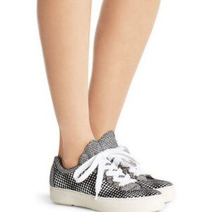 Stuart Weitzman Leather Gaming Sneakers - Black/White - 7.5 M
